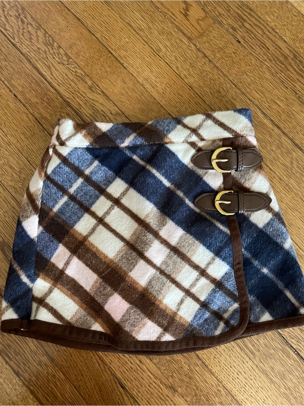Janie and Jack Plaid Equestrian skirt - Navy, Brown, girls buckle luxury